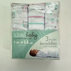 NEW‎ Ideal  Baby Muslin Swaddles Set 42 X 42 Aden & Anais unisex Nursery